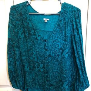 3/4 turquoise blouse